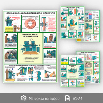 Плакат «Безопасность работ на металлообрабатывающих станках» (С-16, 5 листов)